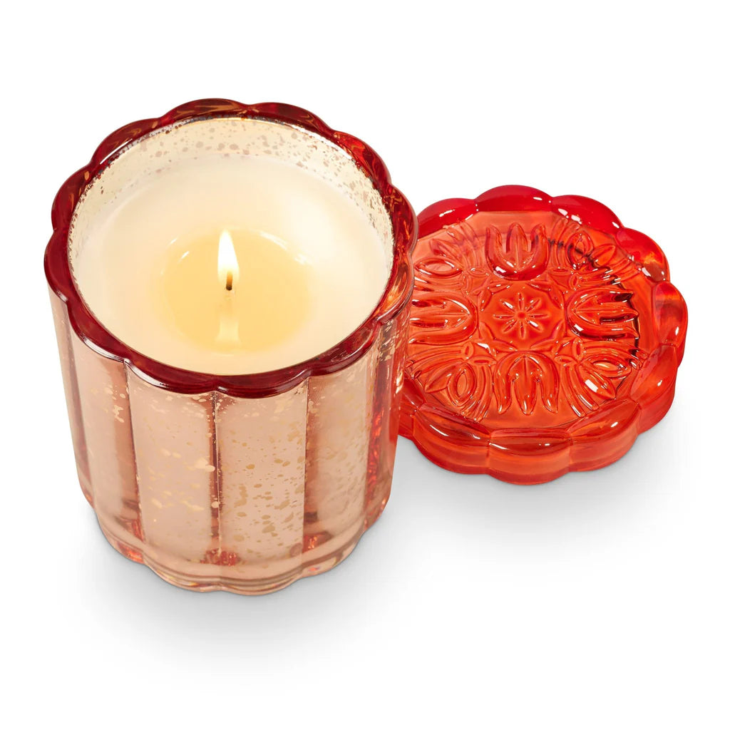 BLOOD ORANGE DAHLIA FLORISH GLASS CANDLE