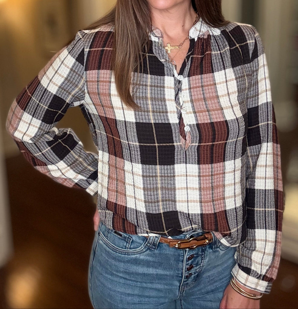 VELVET HEART KEVIN ALOEWOOD PLAID SHIRT