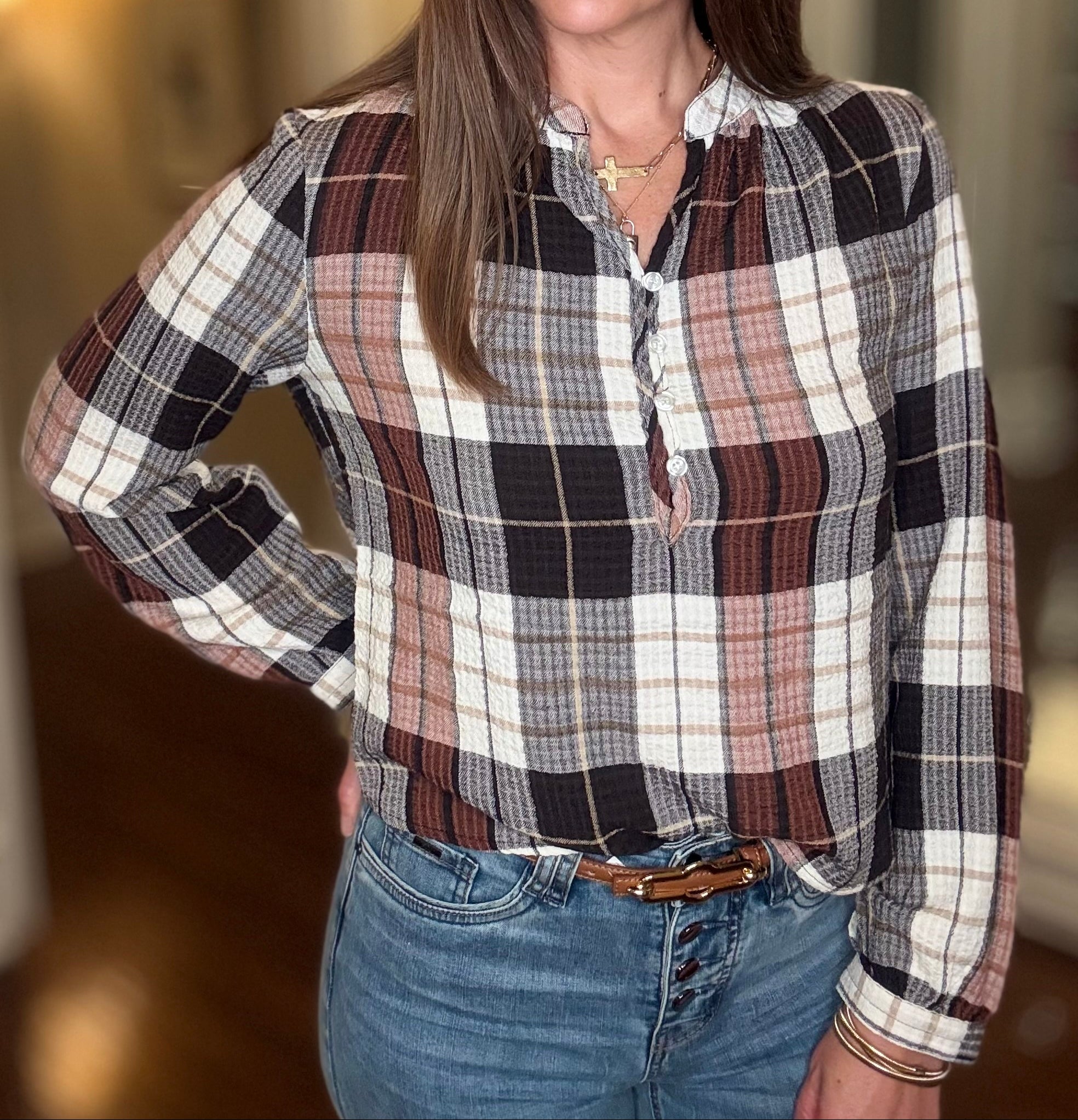 VELVET HEART KEVIN ALOEWOOD PLAID SHIRT