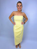 YELLOW TUBE MAXI DRESS W/ SCALLOPED HEM