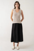 BEIGE OPEN STITCH SLEEVELESS KNIT TOP