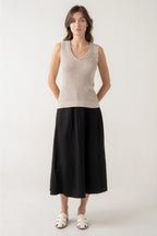BEIGE OPEN STITCH SLEEVELESS KNIT TOP