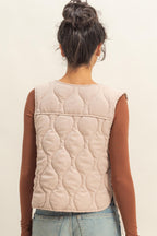 CHIC QUILTED TIE VEST TAUPE