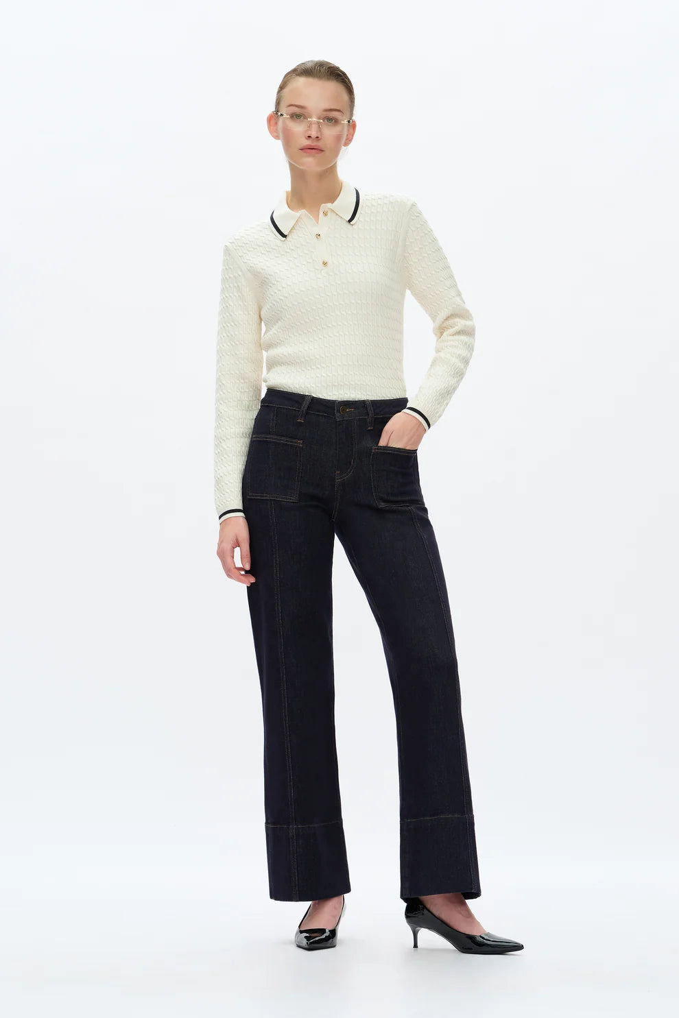 BAYEAS KATIA MID RISE WIDE LEG JEAN (RINSE WASH)