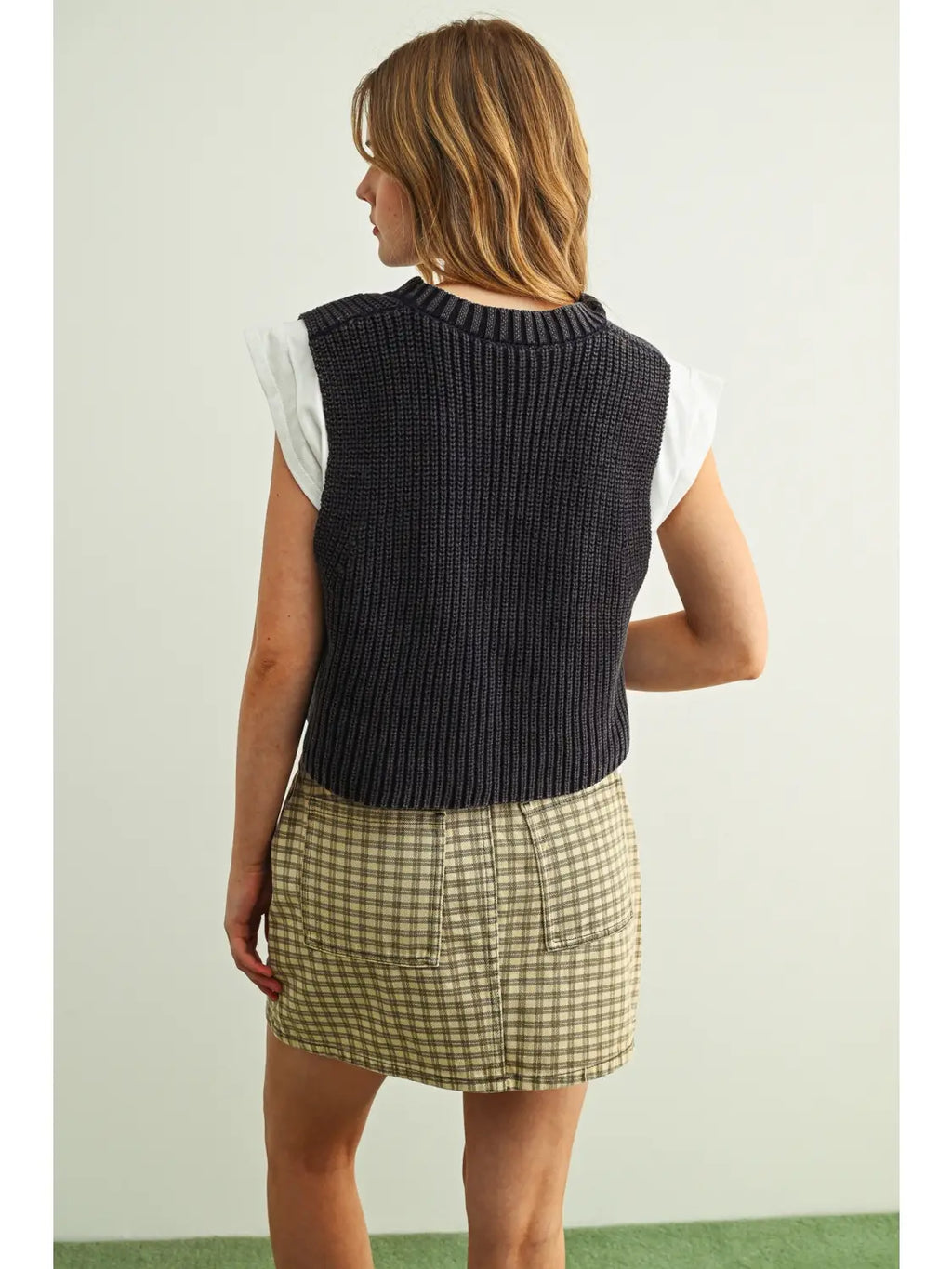 DOUBLE LAYERED SWEATER VEST NAVY