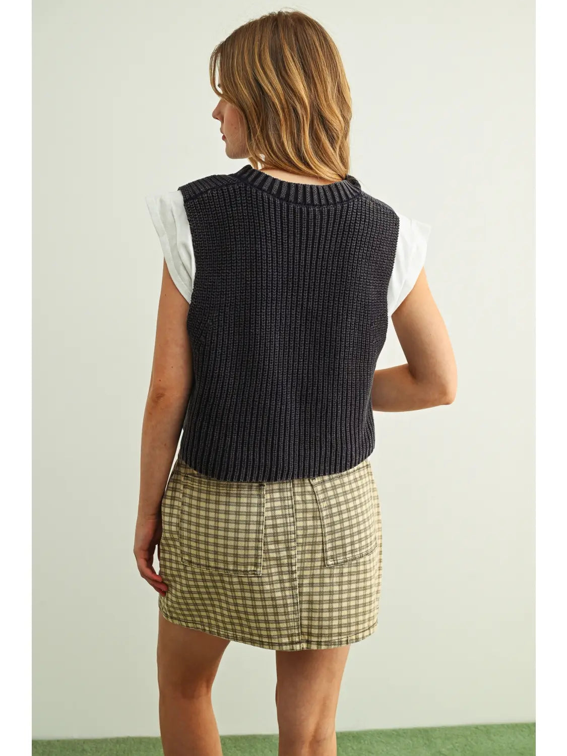 DOUBLE LAYERED SWEATER VEST NAVY