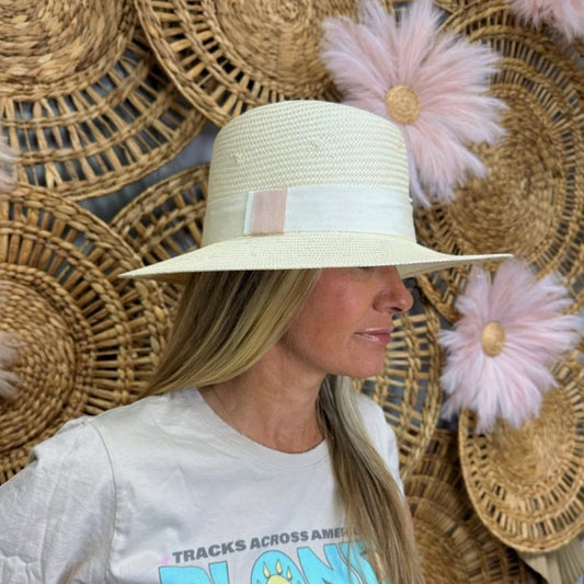 STRAW FEDORA STYLE HAT