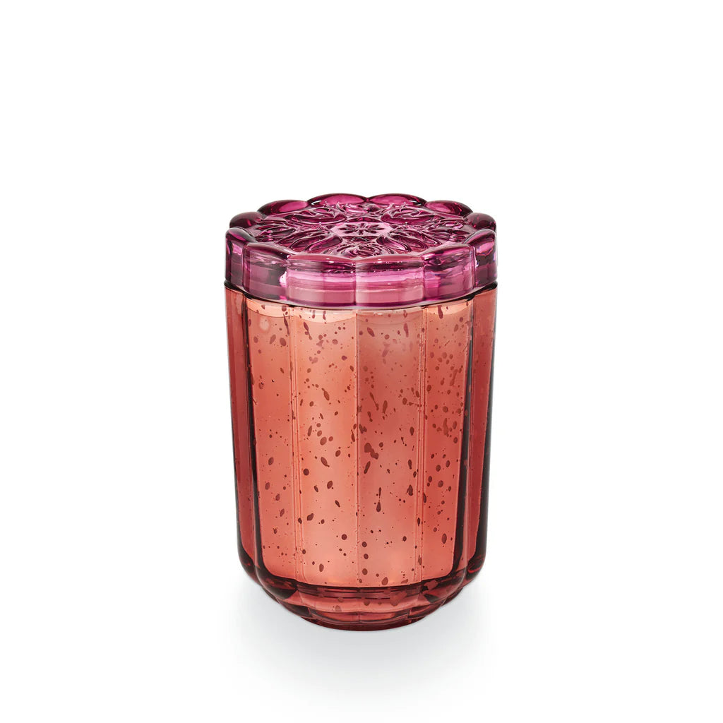 PINK PEPPER FRUIT FLORISH GLASS CANDLE