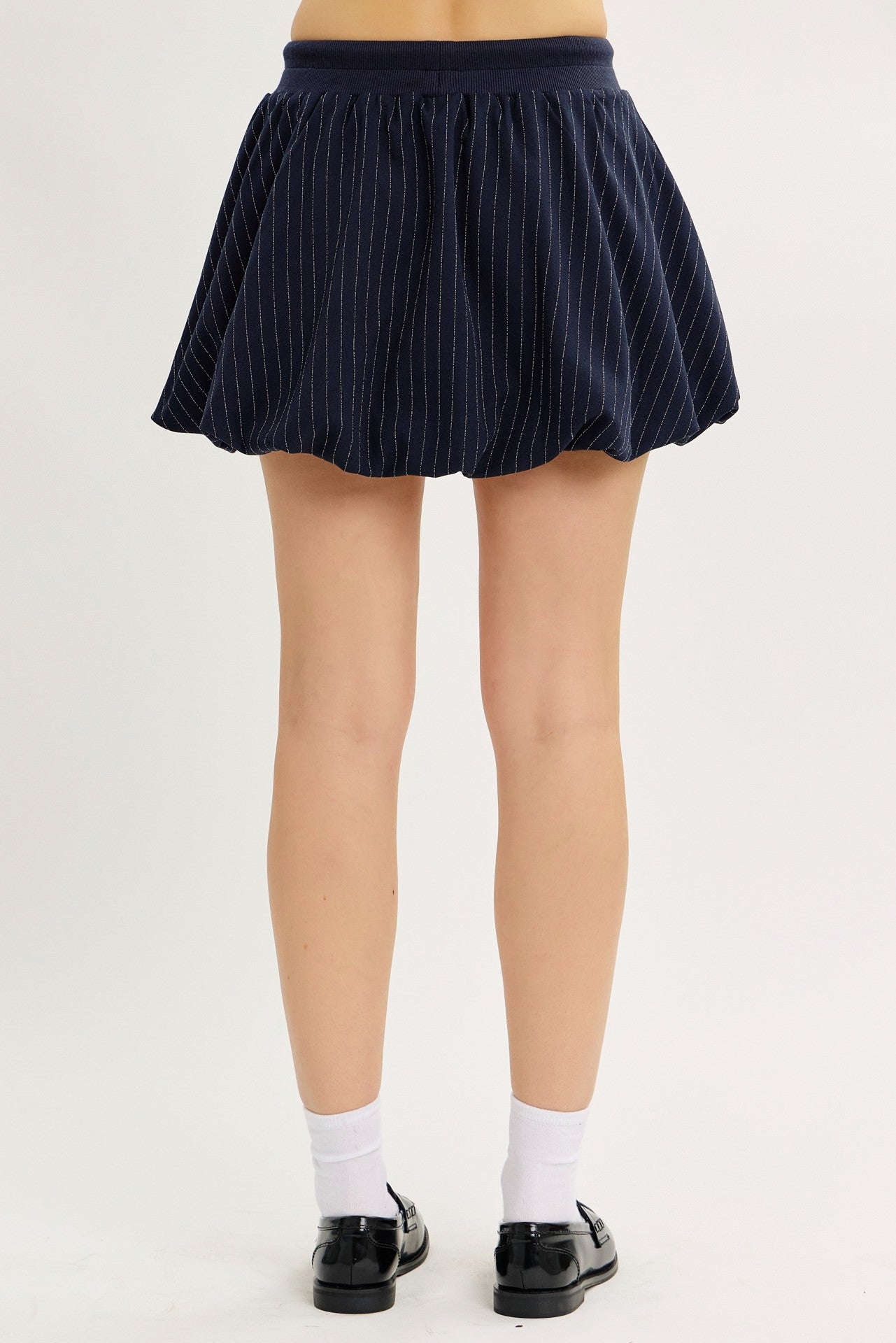 NAVY STRIPED MINI BUBBLE SKORT