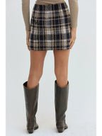 ELISE NAVY PLAID MINI SKIRT
