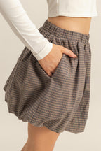 VINTAGE CHECKERED PUFF MINI SKIRT