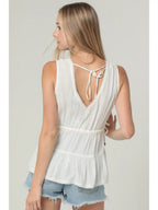 EMBROIDERED FLORAL TIE TANK