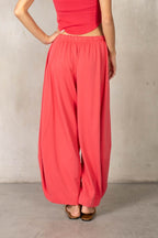 BERRY PINK COTTON BARREL SWEATPANTS