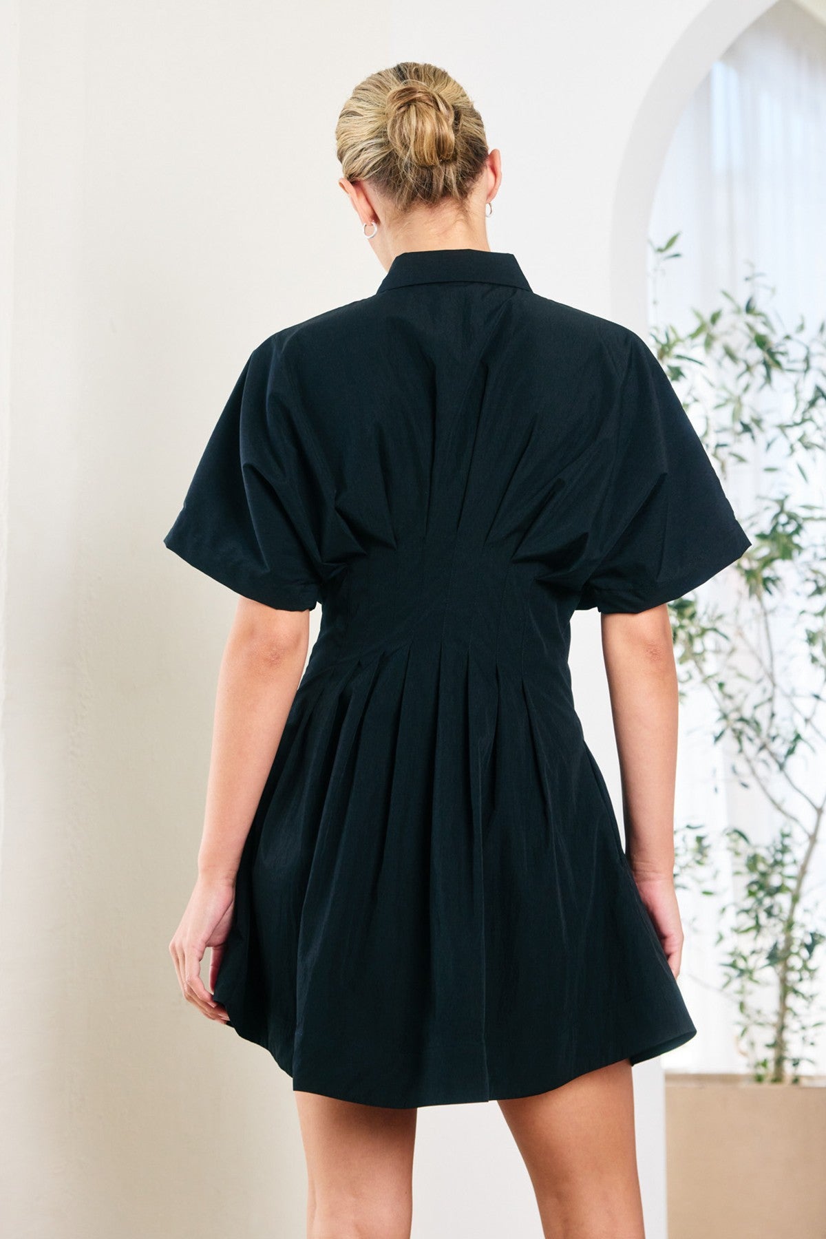 POCKETED PINTUCK SHIRT DRESS