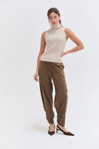 NAOMI OATMEAL TURTLE NECK SLEEVELESS TOP