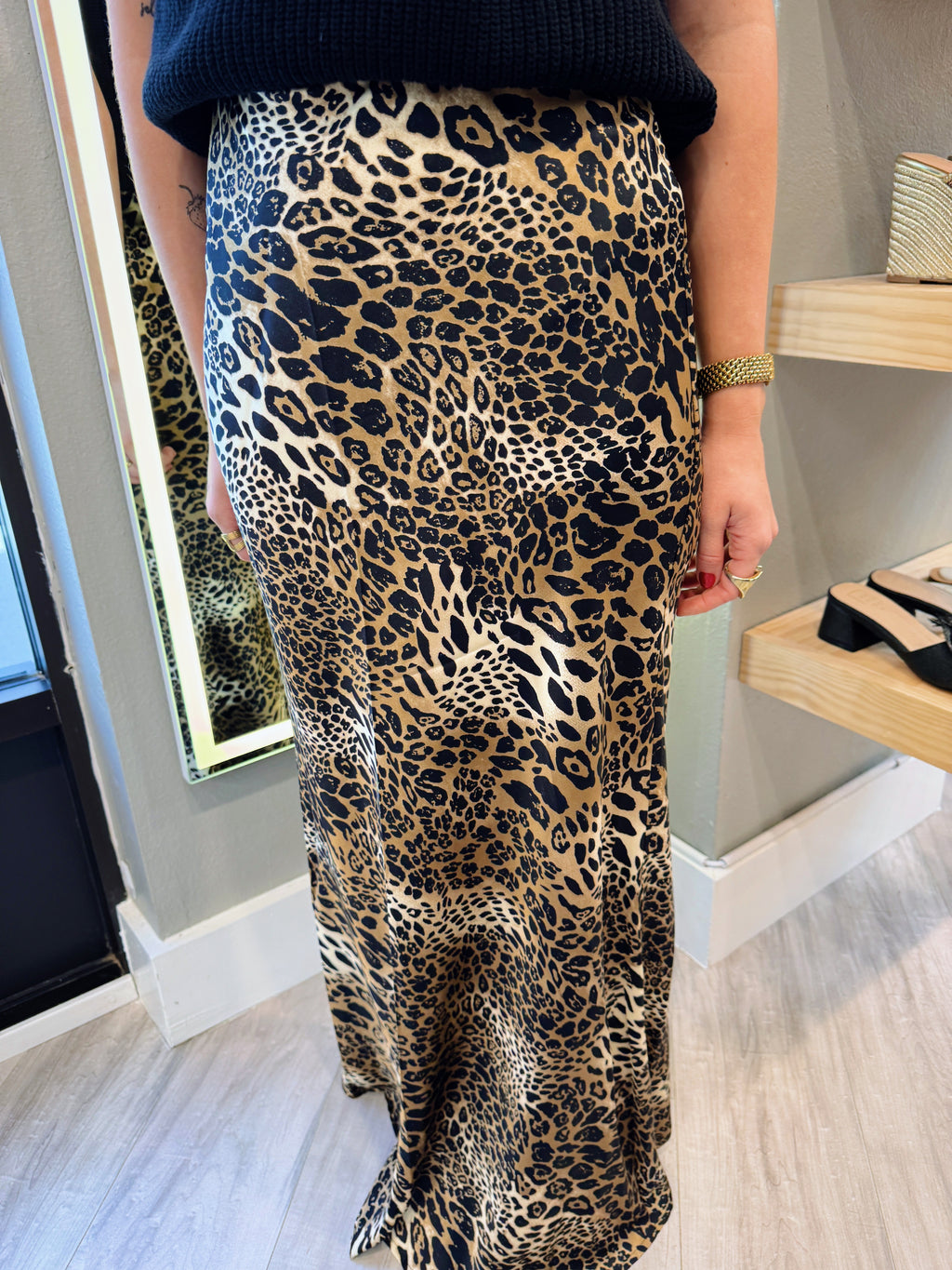 LEOPARD CHIC SATIN SKIRT