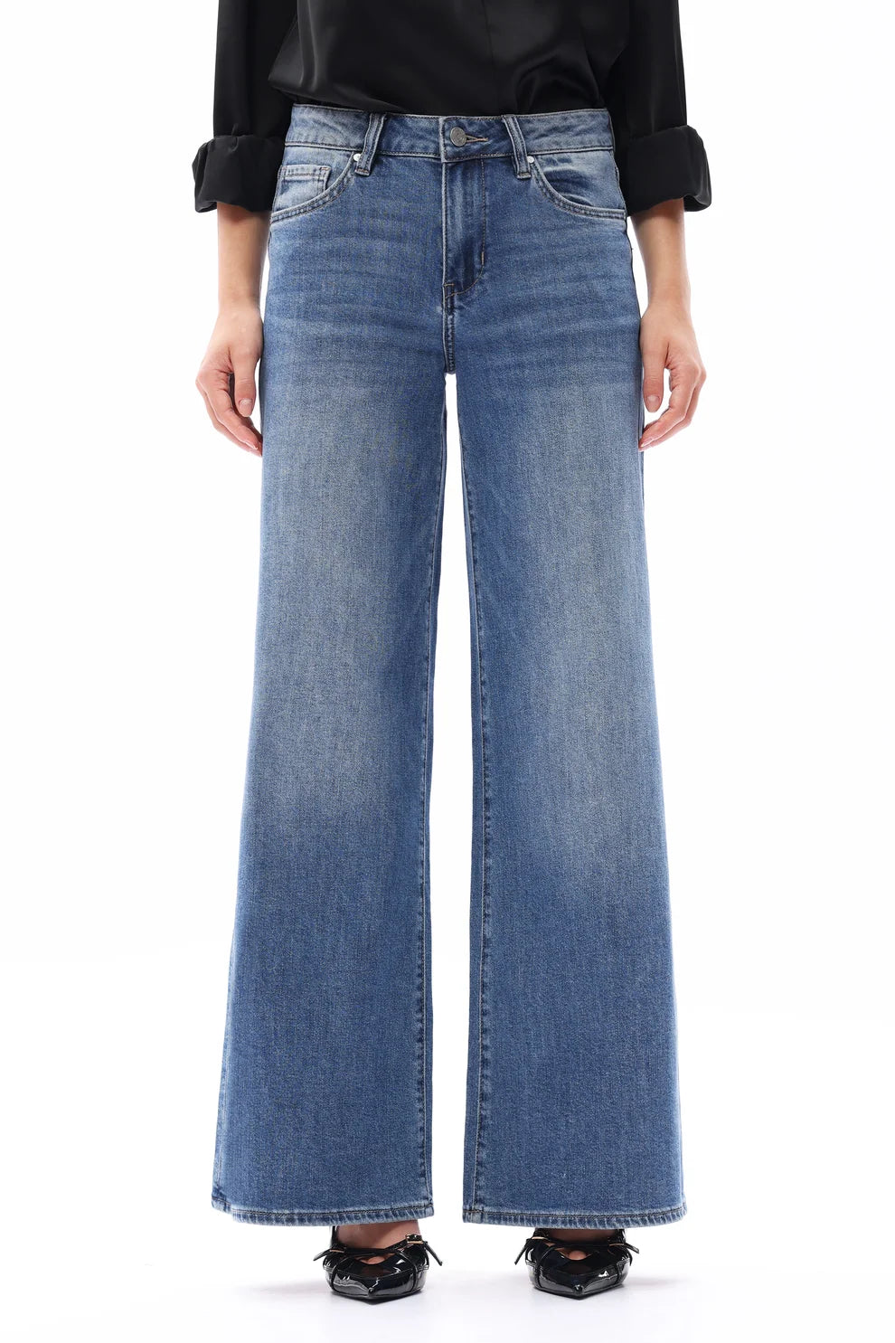 BAYEAS MID RISE WIDE LEG JEAN (MEDIUM WASH)