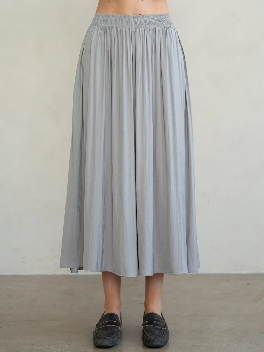 STEEL GREY PALAZZO FLOWLY PANT