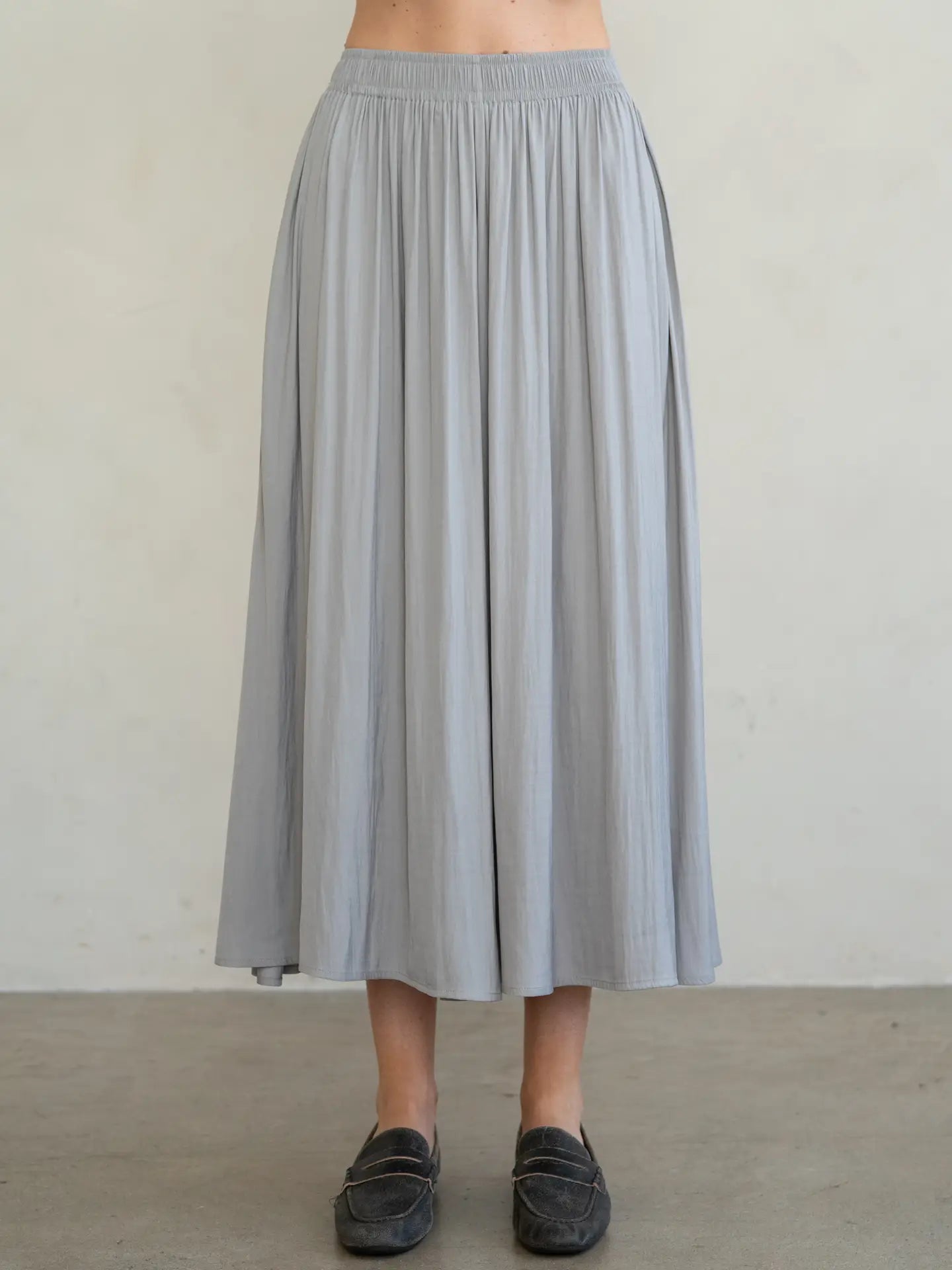 STEEL GREY PALAZZO FLOWLY PANT