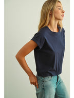 CUFFED SLEEVE TEE NAVY