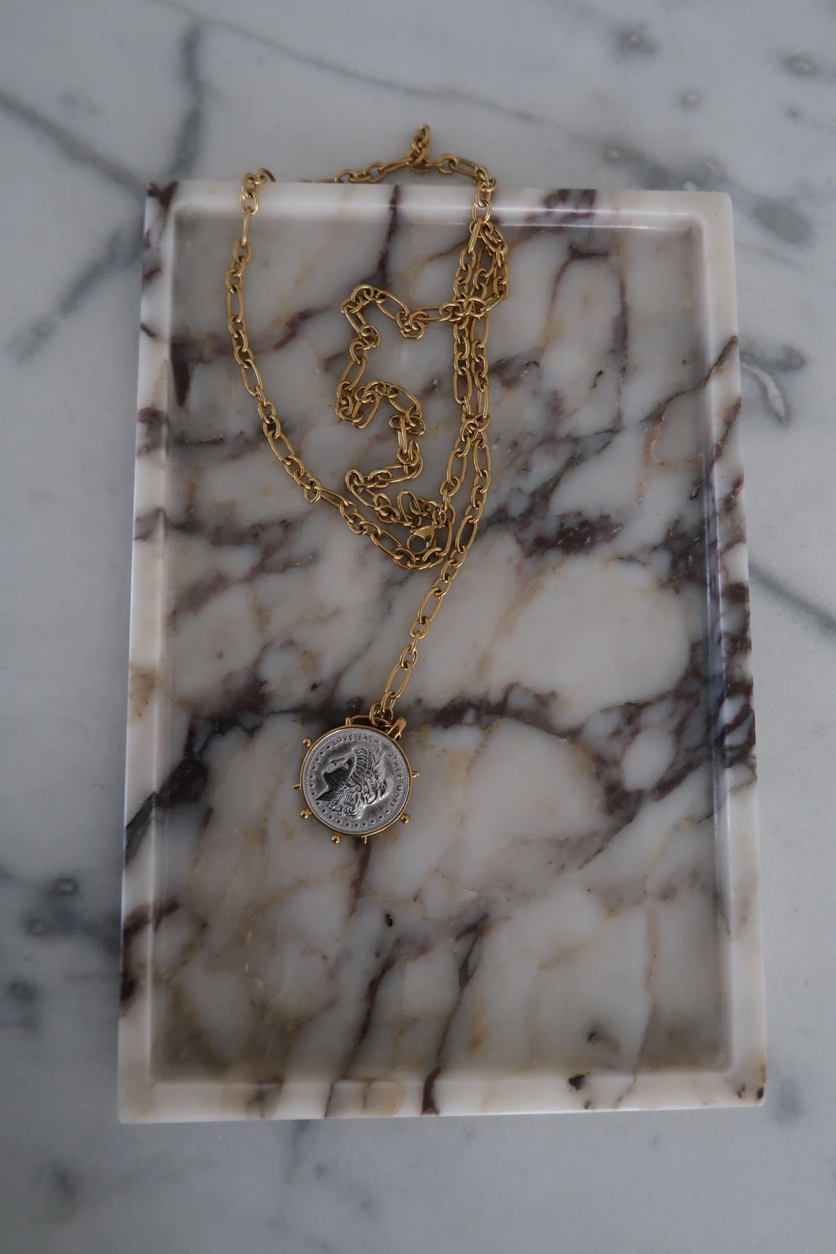 2 TONE WRAP AROUND COIN NECKLACE