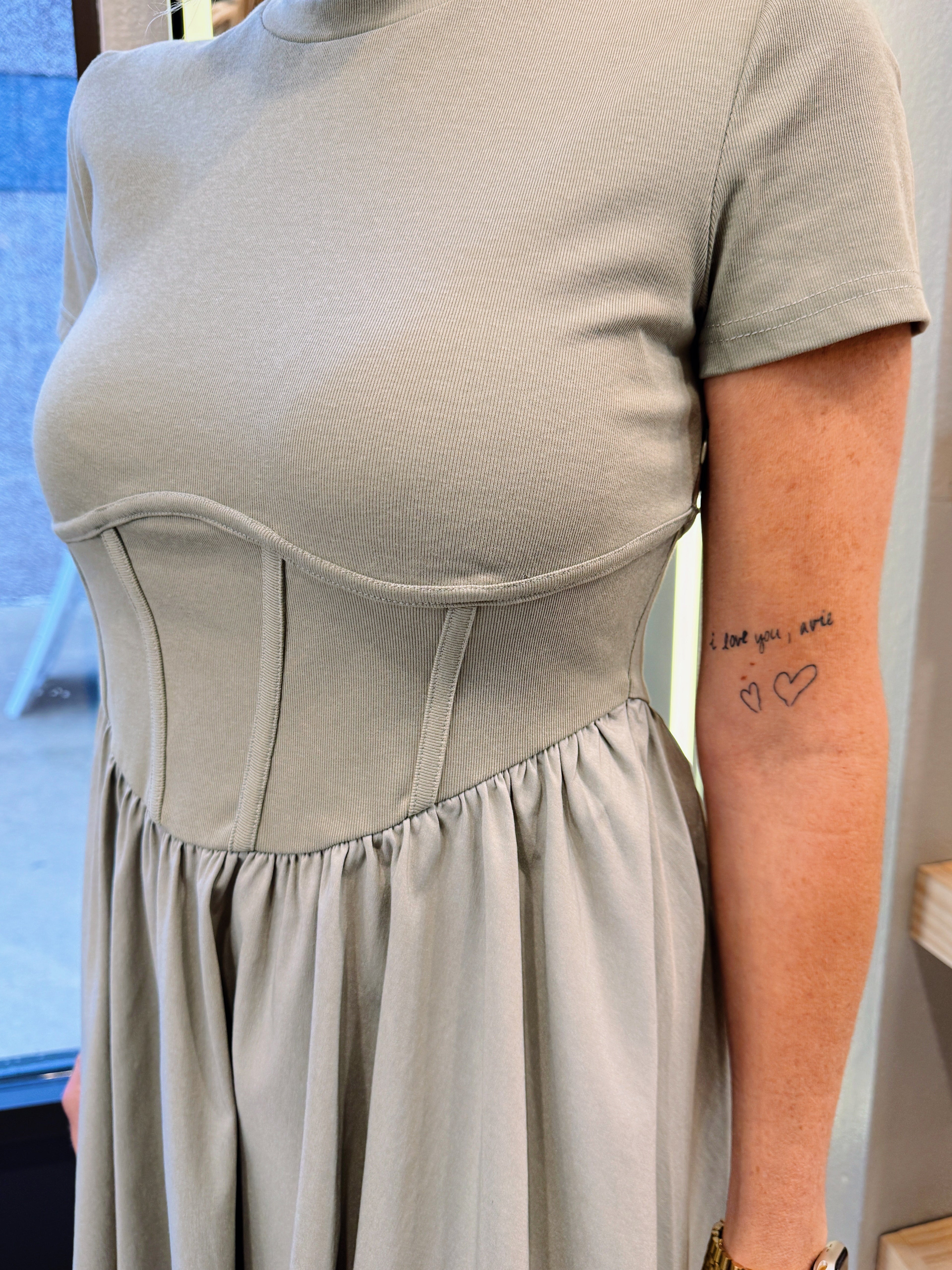 CORSET SAGE TEE MINI DRESS