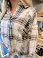 KHAKI PLAID COLLARED BUTTOIN DOWN LS SHIRT
