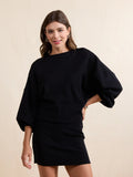ON A STROLL CREWNECK DOLMAN SLEEVE TOP (BLACK)