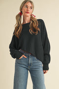 ASYMMETRICAL HEM SWEATER (BLACK)