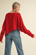 ASYMMETRICAL HEM SWEATER (RED)