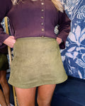 GREEN SUEDE SKORT