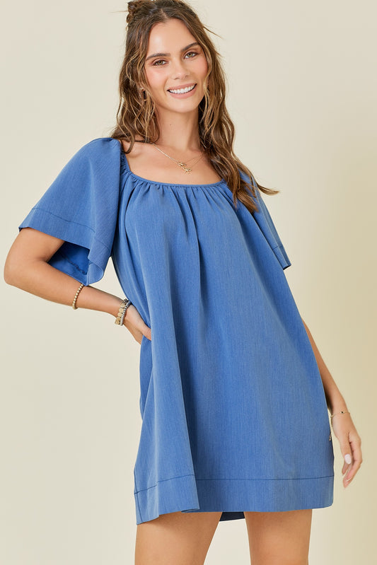 DENIM U-NECK DRESS