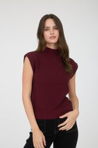 MOCK NECK SLEEVELESS SWEATER