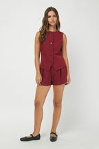 MARY MAROON VEST TOP