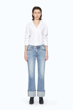 BAYEAS FLORA RISE STRAIGHT CUFFED JEANS