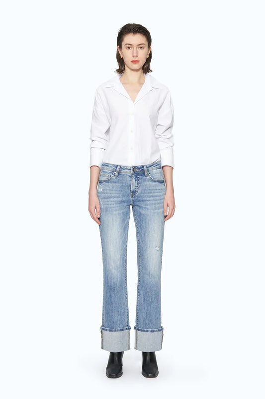 BAYEAS FLORA RISE STRAIGHT CUFFED JEANS