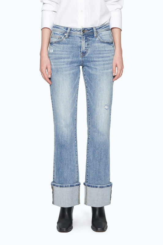 BAYEAS FLORA RISE STRAIGHT CUFFED JEANS