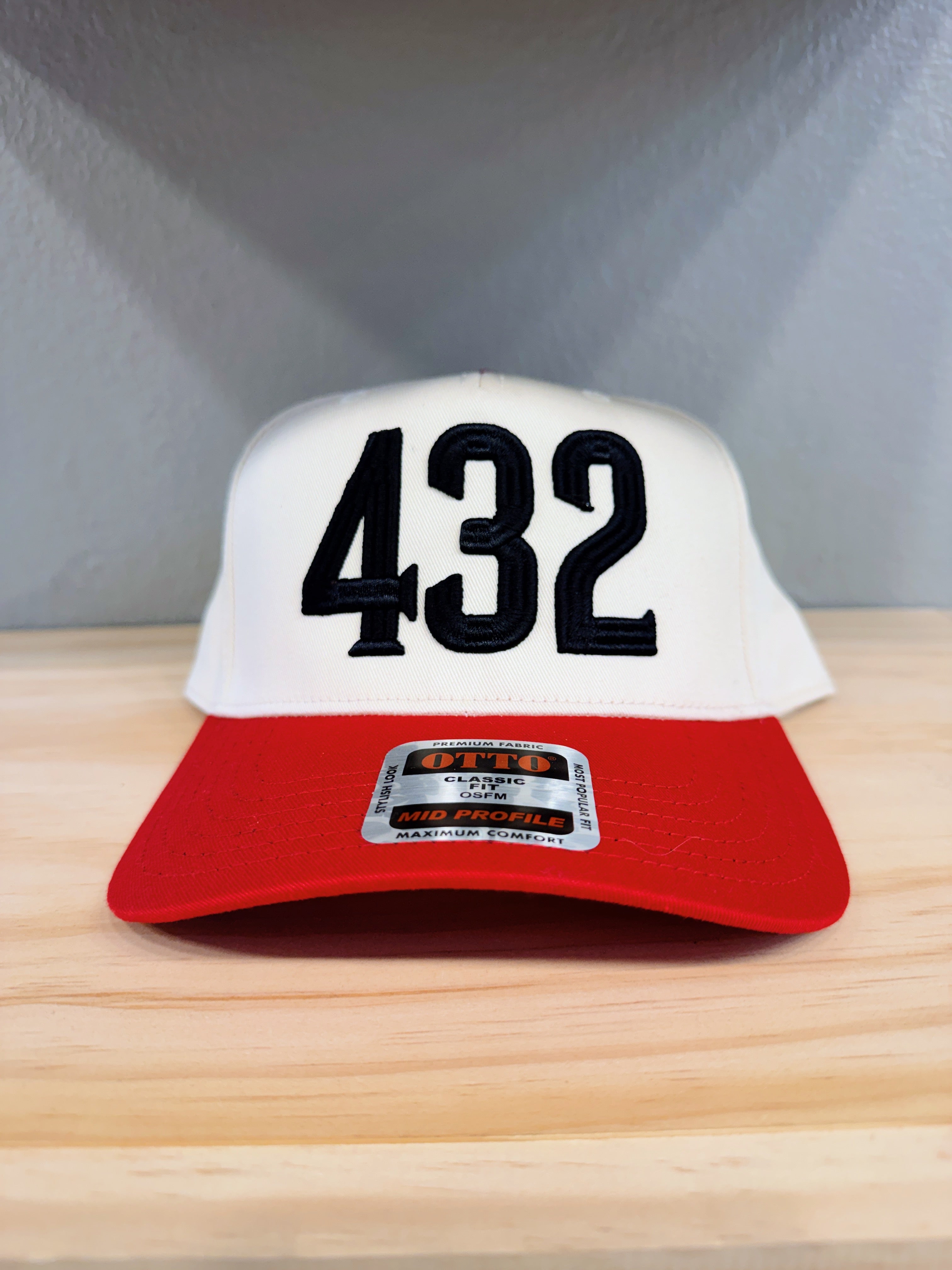 BLACK 432 RED TRIM TRUCKER HAT
