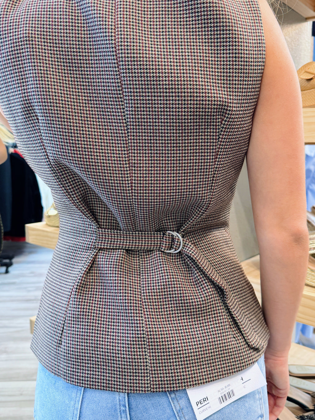 FALL PLAID VEST W/ ADJ. BUCKLE