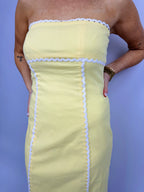 YELLOW TUBE MAXI DRESS W/ SCALLOPED HEM