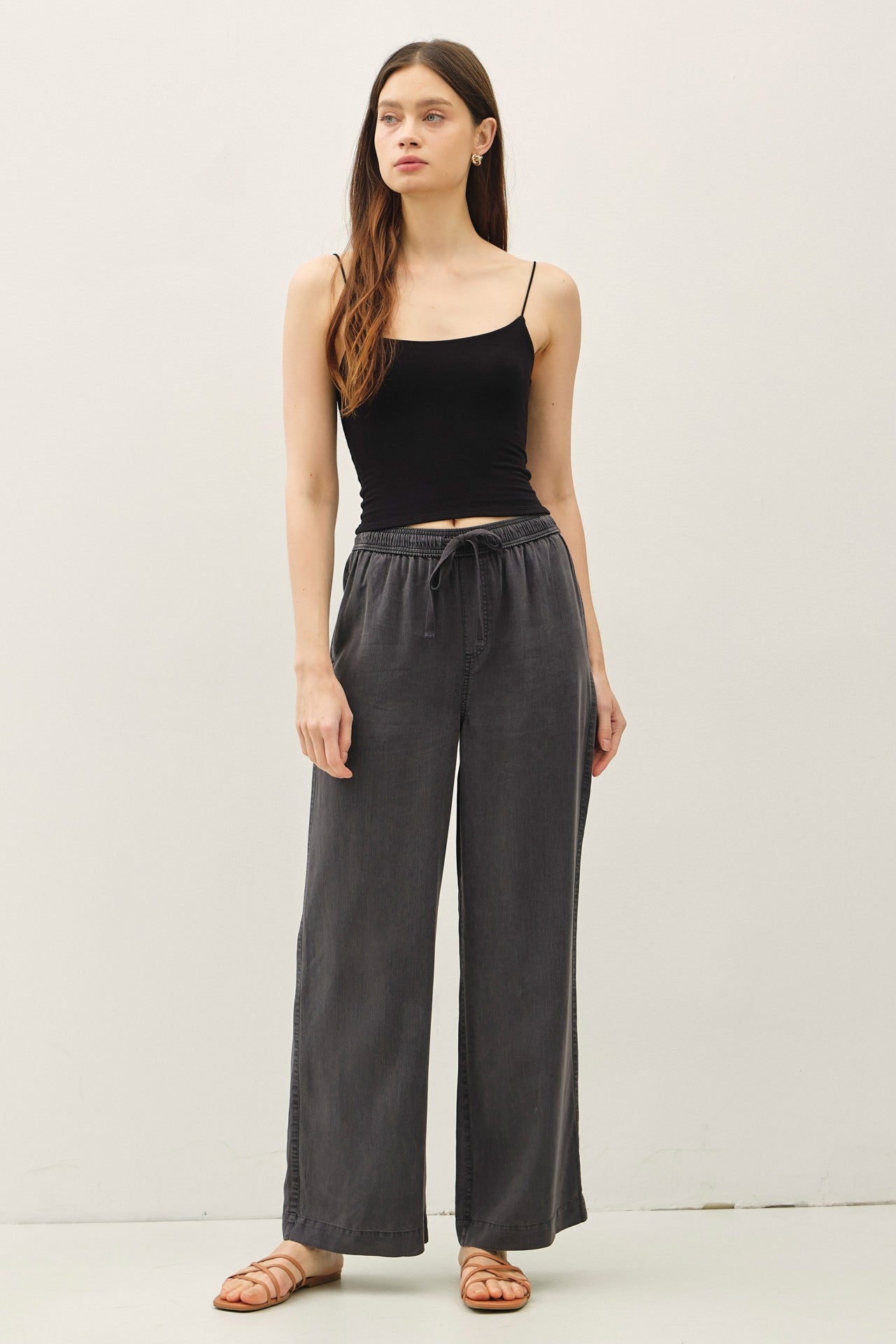 CHARCOAL TENCEL PANTS