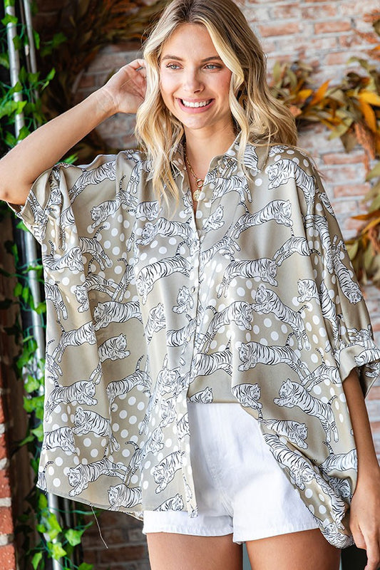 TIGER PRINT BUTTON DOWN