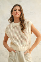 CROCHET CREAM TOP