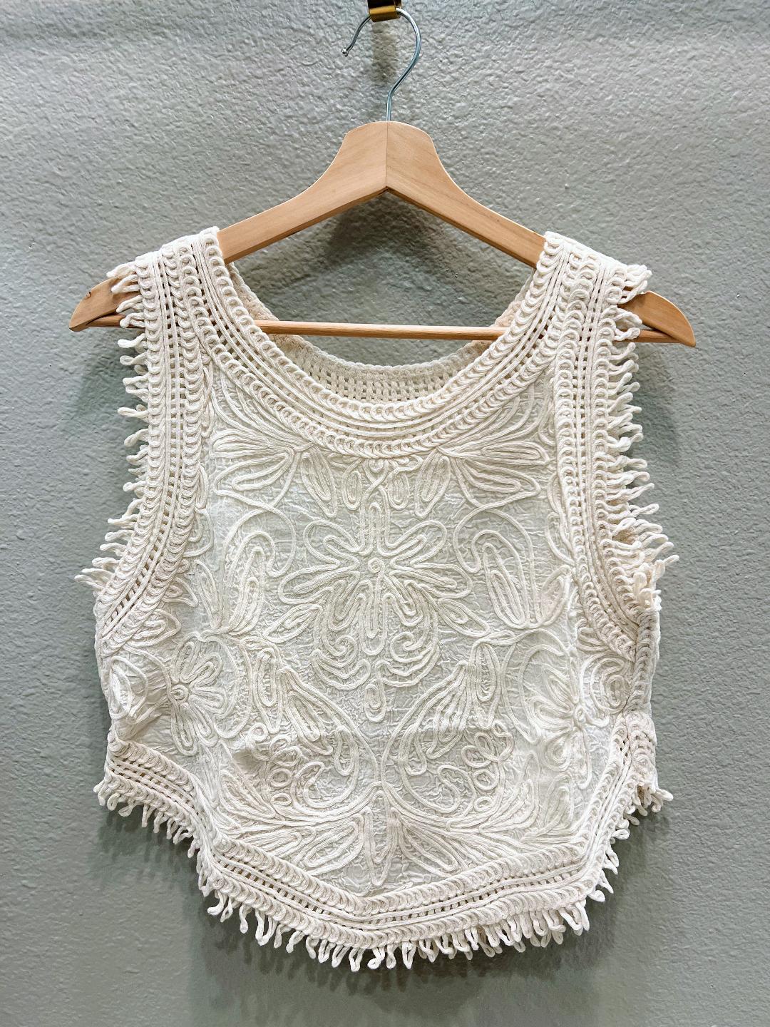 CREAM CROCHET TOP