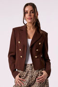 CHARLOTTE CROPPED BLAZER IN CHOCO