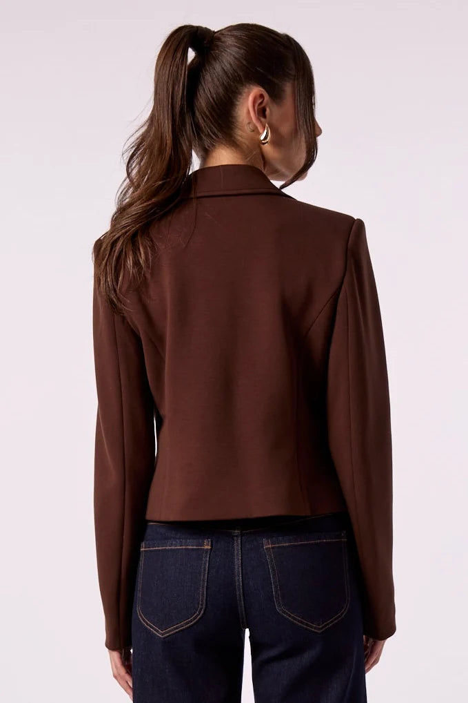 CHARLOTTE CROPPED BLAZER IN CHOCO