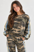 ALPINE CAMO CREWNECK W/ TWILL STRIPES