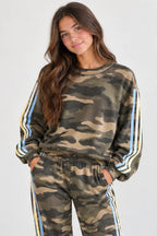 ALPINE CAMO CREWNECK W/ TWILL STRIPES