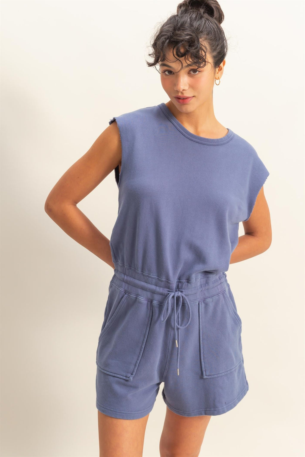 SLEEVELESS DRAWSTRING ROMPER