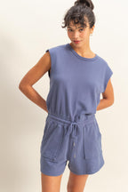 SLEEVELESS DRAWSTRING ROMPER